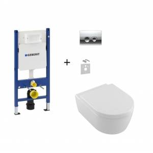 Комплект унитаз безободковый Villeroy&Boch Avento Direct Flushи инсталляция Geberit 4в1